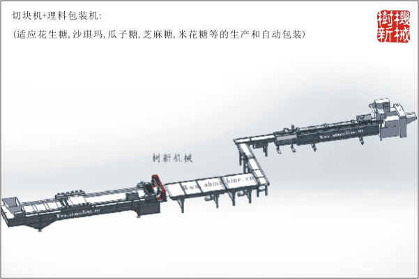 切塊機(jī)+理料包裝流水線(xiàn)(沙琪瑪，花生糖，米花糖，沙琪瑪?shù)纳a(chǎn)到包裝全線(xiàn)自動(dòng)）